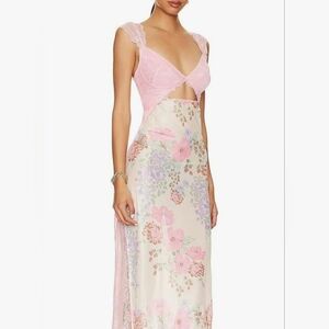 New Lace Patchwork Floral Maxi Dress (Large)